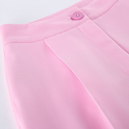 TGC “Blush Balance” Summer Set | Pink Sleeveless Collared Waistcoat & Wide Leg Pants | Casual Office Chic