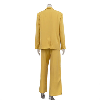 Golden Hour” 2-Piece Set | Yellow Collared Coat & Wide Leg Pants | Fall/Winter Office Elegance