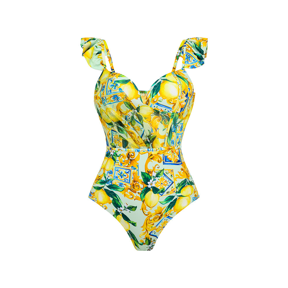 Summer Outfits 2024 | Lemon Drop Ruffles Bikini One Piece Swimsuit Skirt Outfit