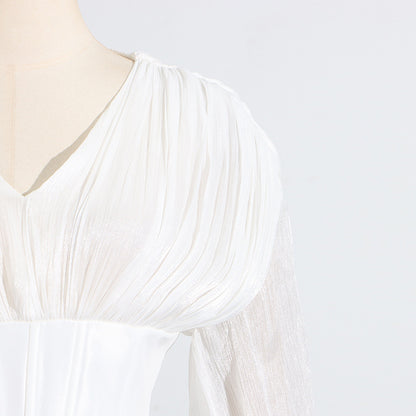 [The Garden Party Socialite Dress] | High Grade Ruffled 3D Floral V-Neck Puff Sleeve Short Dress – Summer Elegance by TGC