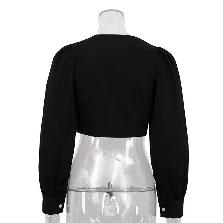 [TGC “Pure Lines” Cotton Cardigan | Minimalist Round Neck Long Sleeve All-Match Top]