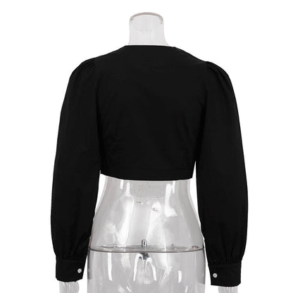 [TGC “Pure Lines” Cotton Cardigan | Minimalist Round Neck Long Sleeve All-Match Top]