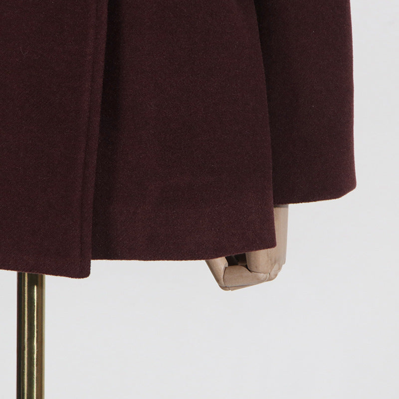 Winter Outfits | Capsule Wardrobe Elegant Burgundy Waist-Tight Top & Loose Wide-Leg Pants Two-Piece Set