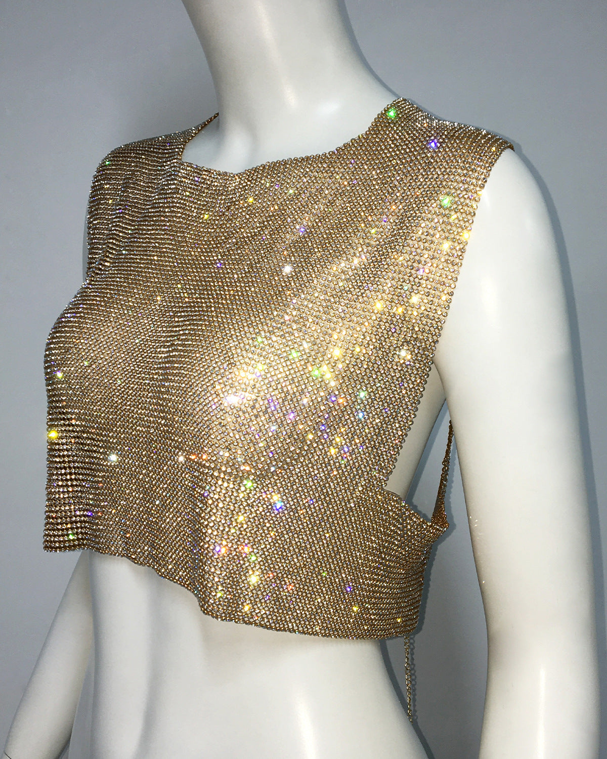 Summer Outfits 2024 | Y2K Glitter Rhinestones Backless Crop Top