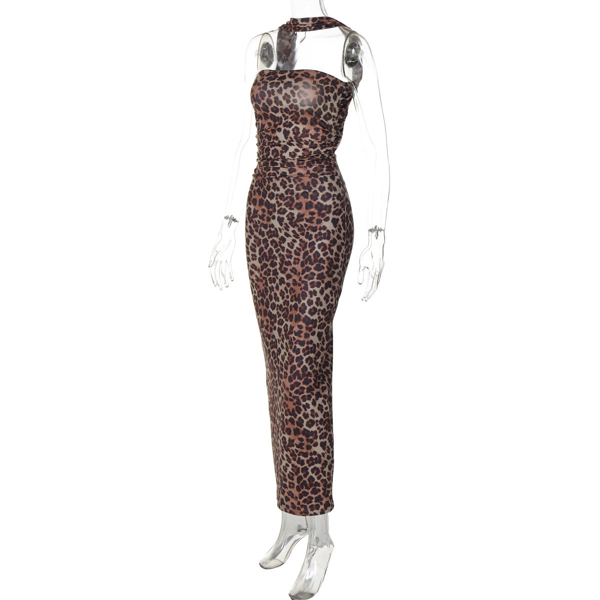 TGC FASHION 2024 Fashion Trends Vacation Dress, Brown Leopard Maxi Dress