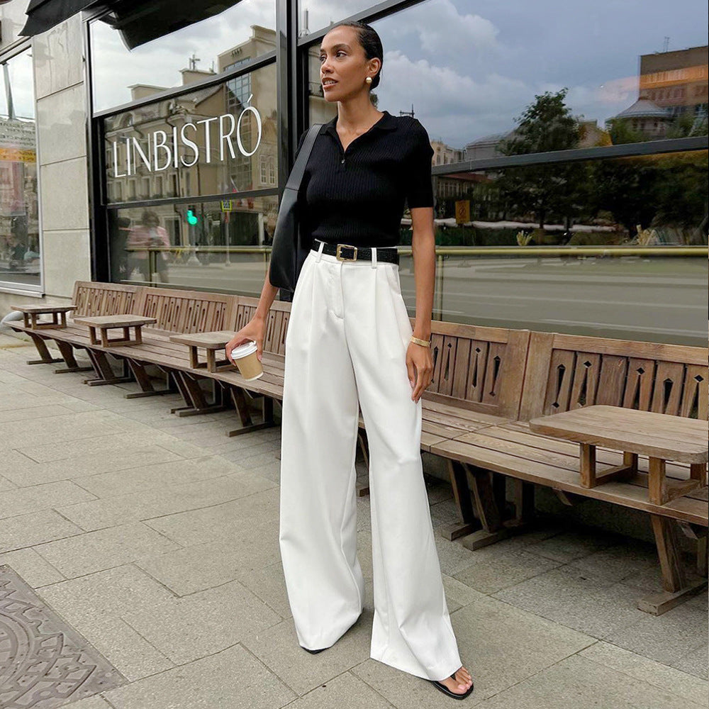 Thanksgiving Outfit Must-Have 2025 | Elegant Winter White Wide-Leg Trousers - High-Waist, Office to Casual Chic