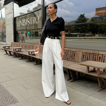 Thanksgiving Outfit Must-Have 2025 | Elegant Winter White Wide-Leg Trousers - High-Waist, Office to Casual Chic