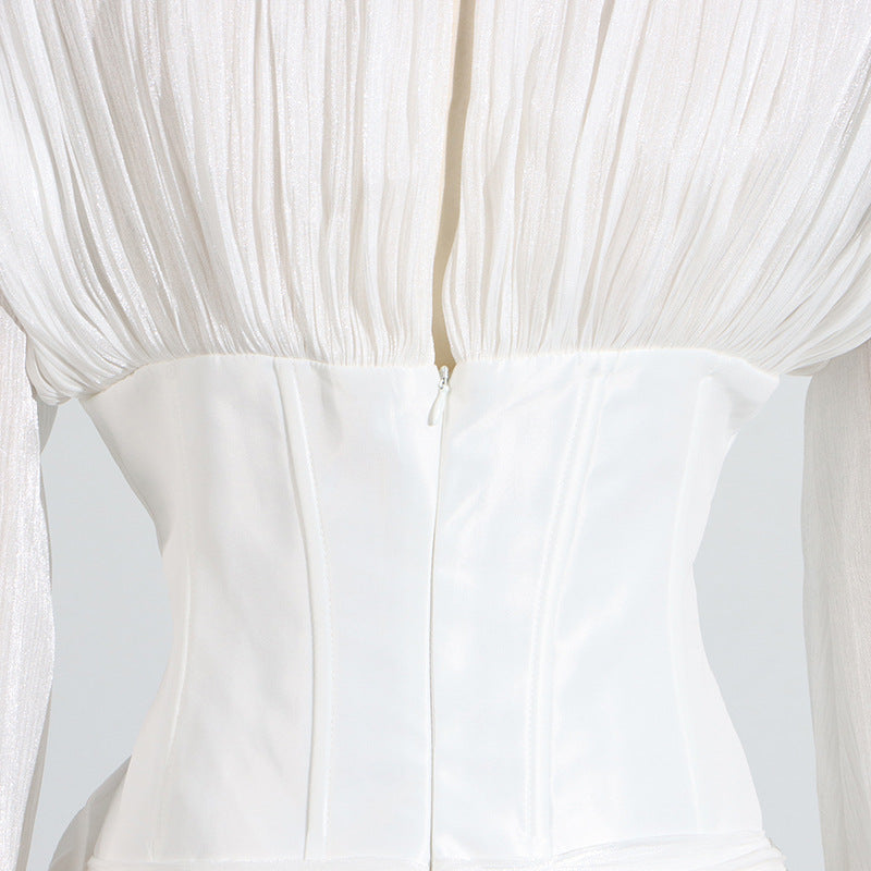 [The Garden Party Socialite Dress] | High Grade Ruffled 3D Floral V-Neck Puff Sleeve Short Dress – Summer Elegance by TGC