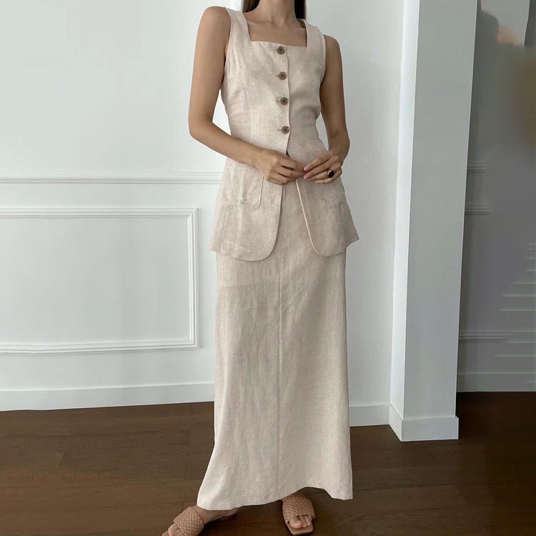 Summer Outfits 2024 | Business Casual Long Vest Skirt Outfit 2-piece Set