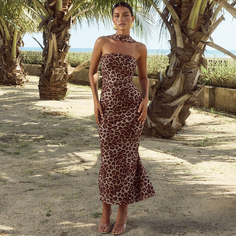 TGC FASHION 2024 Fashion Trends Vacation Dress, Brown Leopard Maxi Dress