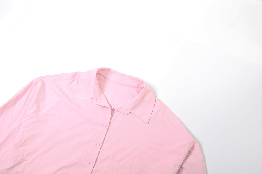 TGC “Grace Seal” 3-piece Set | Pink, Black Collared Shirt, Waist-Belt & Maxi Skirt | Fall Office Elegance