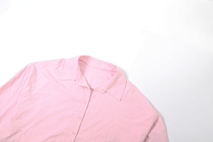 TGC “Grace Seal” 3-piece Set | Pink, Black Collared Shirt, Waist-Belt & Maxi Skirt | Fall Office Elegance