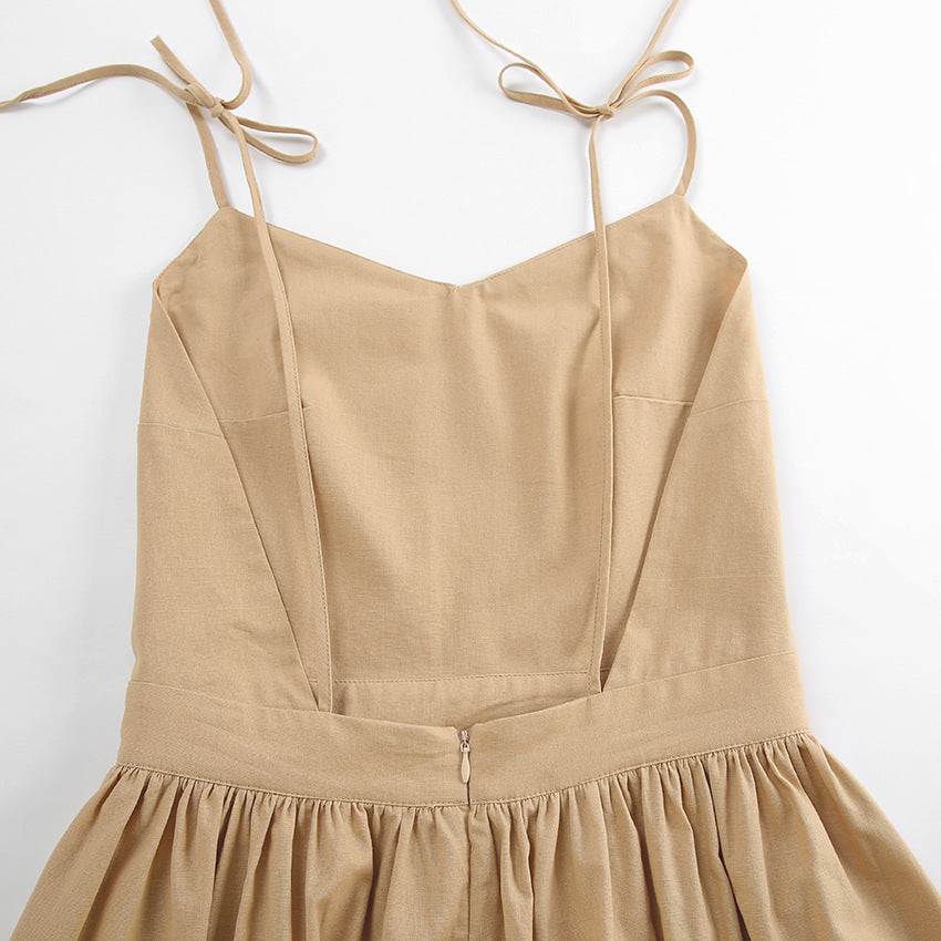 Spring outfits 2024 | Cotton Linen Brown Aesthetic and Beige Aesthetic Sundress