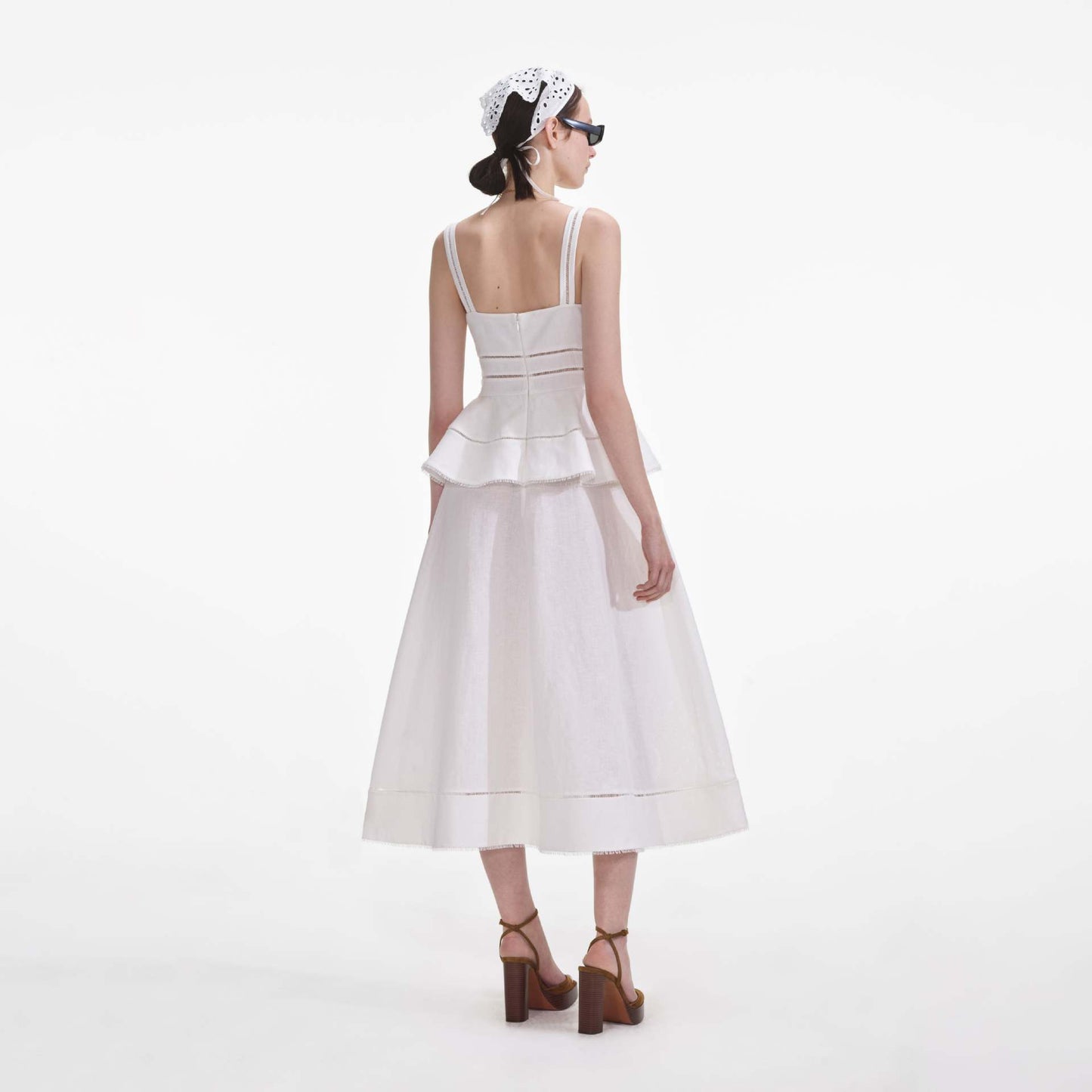 [Été Parisien Ruffle Midi] | Elegant Slim Fit Spaghetti Strap A-Line Dress – French Summer Chic by TGC