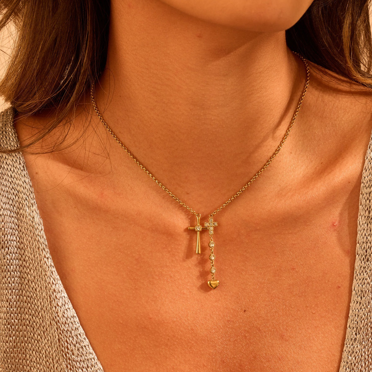 THE FIRST PROMISE | Double Cross Necklace