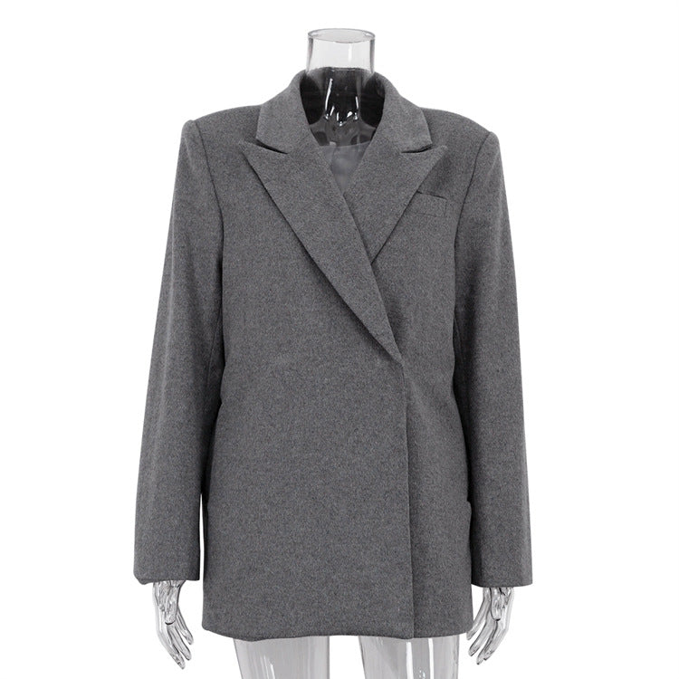 Fall Outfits | One Button Gray Aesthetic Wool Overcoat