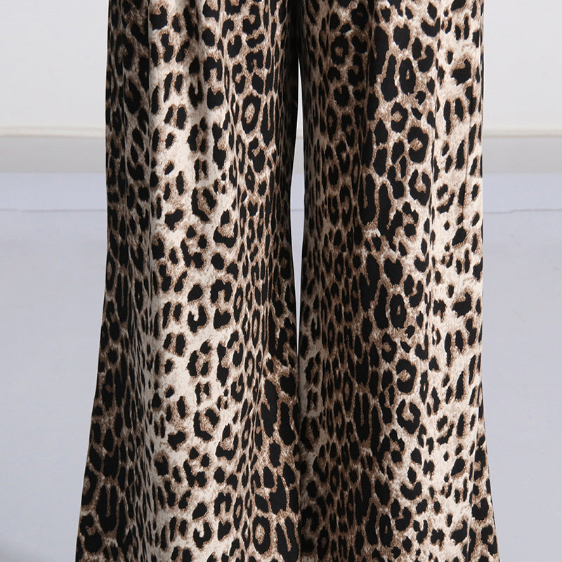 2024 Fashion Trends, Leopard High Waist Wide Leg Casual Pants