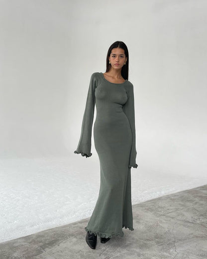 Elegant Dresses  |  Oversized Sleeve Maxi Cotton  Summer Dress ,
