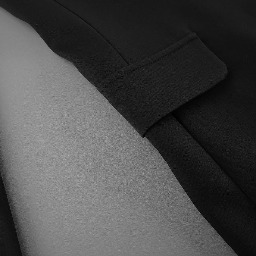 TGC “Noir Grace” V-Neck Lace Blazer | Black Single-Breasted Office Elegance