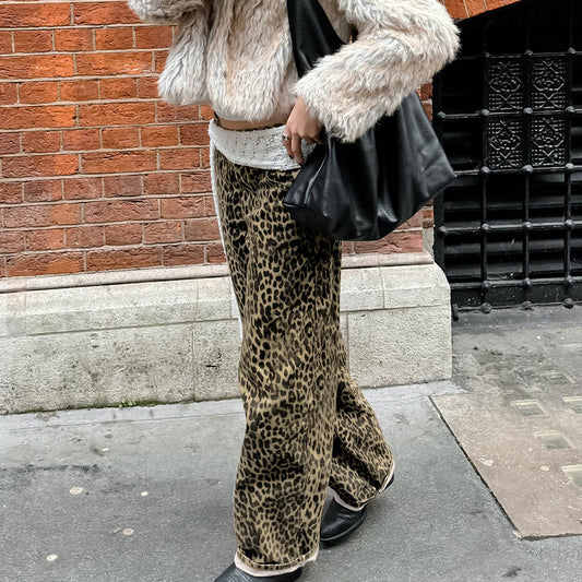 TGC “Wild Form” Cotton Leopard Print Pants | Slim-Fit Tapered Casual Trousers for Women