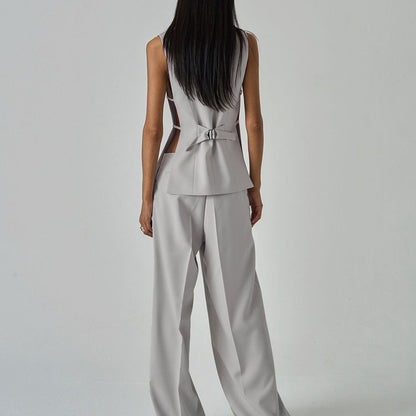 Serene Grace 3-Piece Power Blazer Wide Leg Pants Set