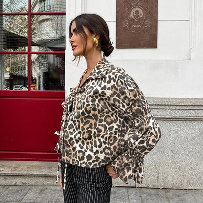 2024 Fashion Trends | Leopard Lantern Sleeve Shirt