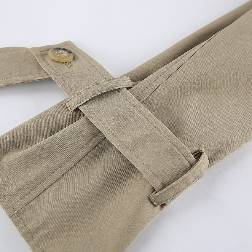 TGC “Autumn Edit” Khaki Trench Coat | Double-Breasted Short Casual Cropped Jacket