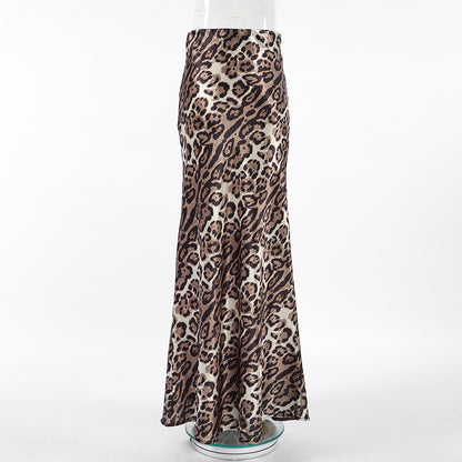 TGC FASHION 2024 Fashion Fall Outfits, Leopard Fishtail Satin Skirt