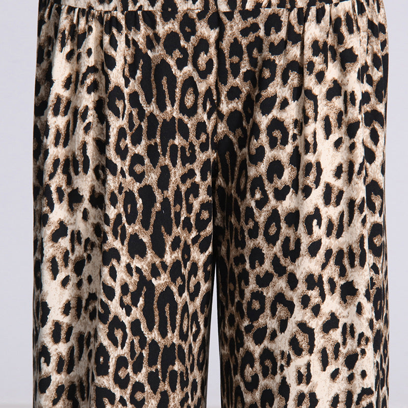 2024 Fashion Trends, Leopard High Waist Wide Leg Casual Pants