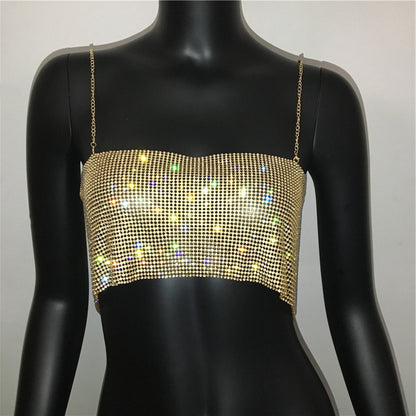 Summer Outfits 2024 | Y2K Glitter Rhinestones Crop Top