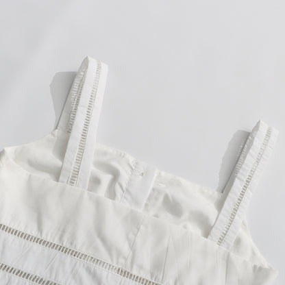 [Été Parisien Ruffle Midi] | Elegant Slim Fit Spaghetti Strap A-Line Dress – French Summer Chic by TGC