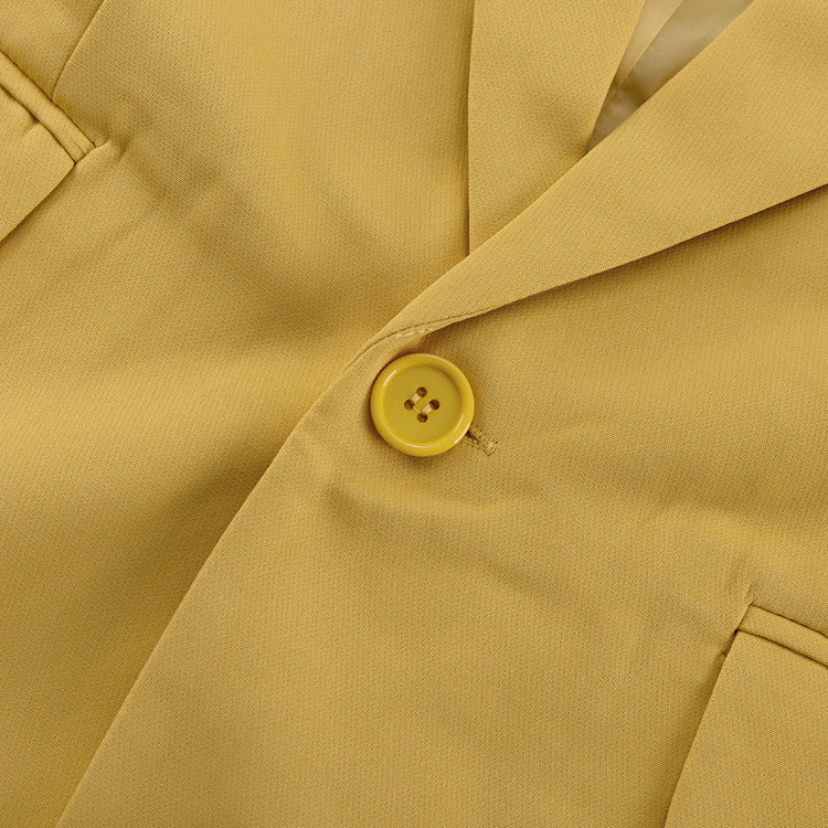 Golden Hour” 2-Piece Set | Yellow Collared Coat & Wide Leg Pants | Fall/Winter Office Elegance