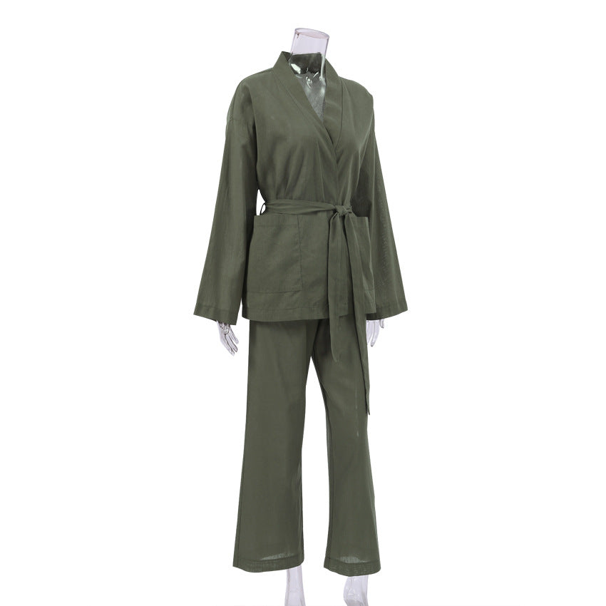 Spring Outfits 2024 | Cotton Kimono Robe 2-piece Outfit Set
