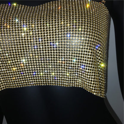 Summer Outfits 2024 | Y2K Glitter Rhinestones Crop Top