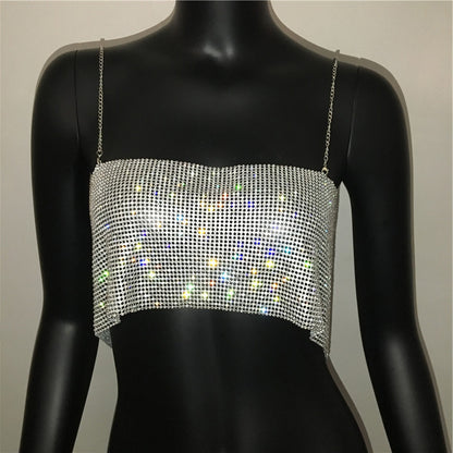 Summer Outfits 2024 | Y2K Glitter Rhinestones Crop Top