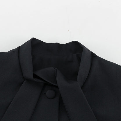 TGC “Noir Grace” Bow-Tie Set | Elegant Two-Piece Skirt & Blouse Ensemble