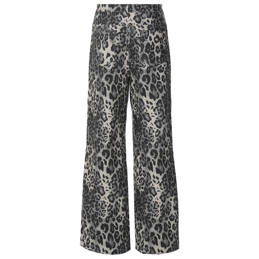 2024 Fashion Trends, Gray Leopard Retro Low Waist Straight Leg Pants