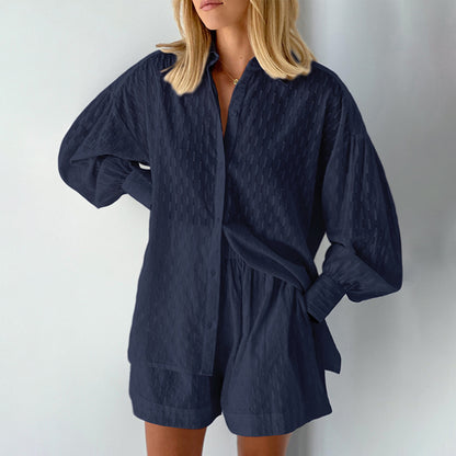 Summer Shorts 2023 | Elegant Lantern Sleeve Shirt Shorts Cotton Outfit 2-piece Set