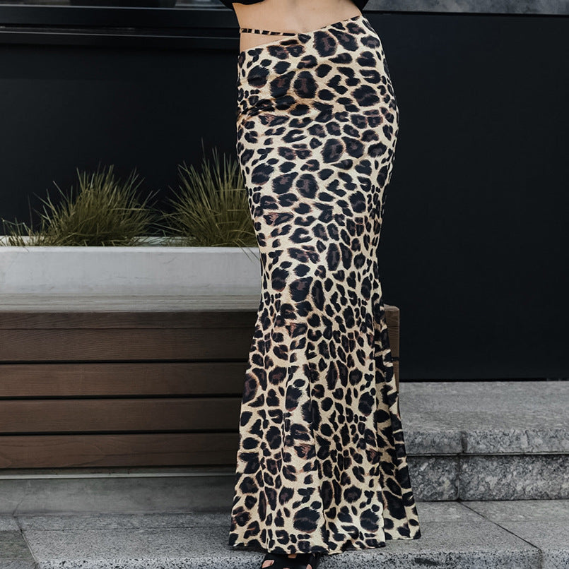 2024 Fashion Trends | Leopard Casual Fishtail Maxi Skirt