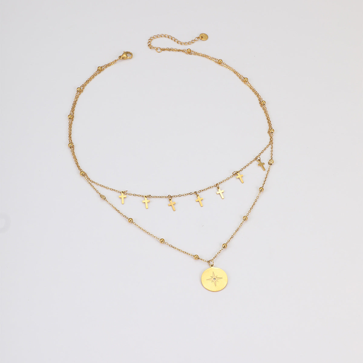 TGC Crosses | Heavenly Alignment Double-Layer Cross & Star Necklace