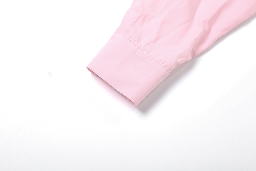 TGC “Grace Seal” 3-piece Set | Pink, Black Collared Shirt, Waist-Belt & Maxi Skirt | Fall Office Elegance