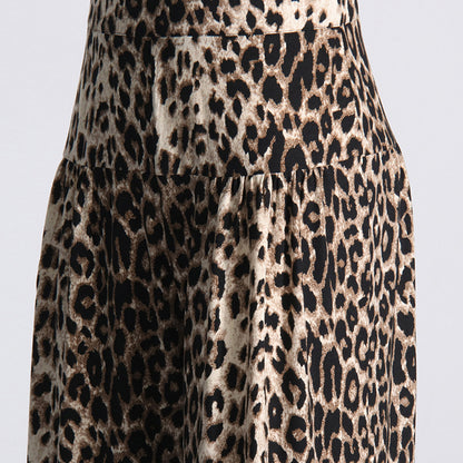 2024 Fashion Trends, Leopard High Waist Wide Leg Casual Pants