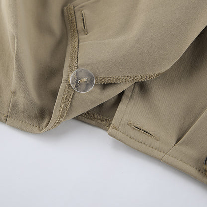 TGC “Autumn Edit” Khaki Trench Coat | Double-Breasted Short Casual Cropped Jacket