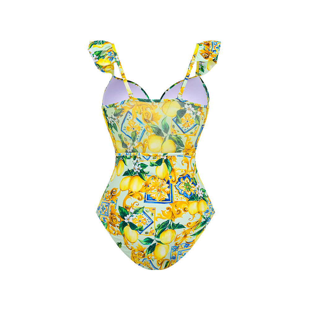 Summer Outfits 2024 | Lemon Drop Ruffles Bikini One Piece Swimsuit Skirt Outfit