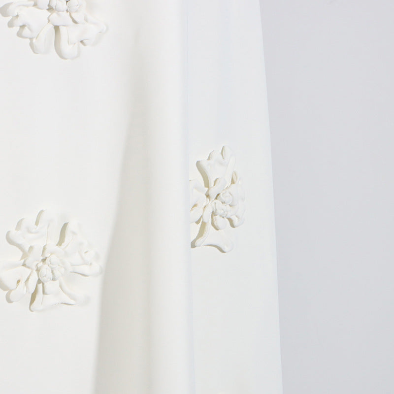 [Fleur Élevée Set] | Sexy 3D Floral Strap Crop Top & High Waist Midi Skirt – Elegant Summer Two-Piece by TGC