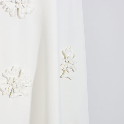 [Fleur Élevée Set] | Sexy 3D Floral Strap Crop Top & High Waist Midi Skirt – Elegant Summer Two-Piece by TGC