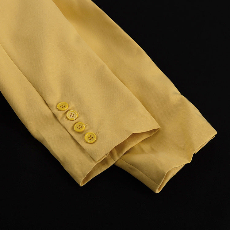 Golden Hour” 2-Piece Set | Yellow Collared Coat & Wide Leg Pants | Fall/Winter Office Elegance