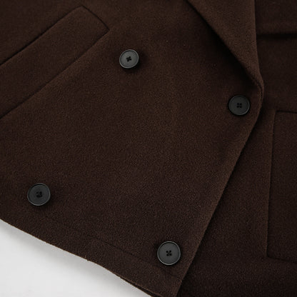 TGC “Mocha Reverie” Woolen Coat | Elegant Double-Breasted Office Chic Coat