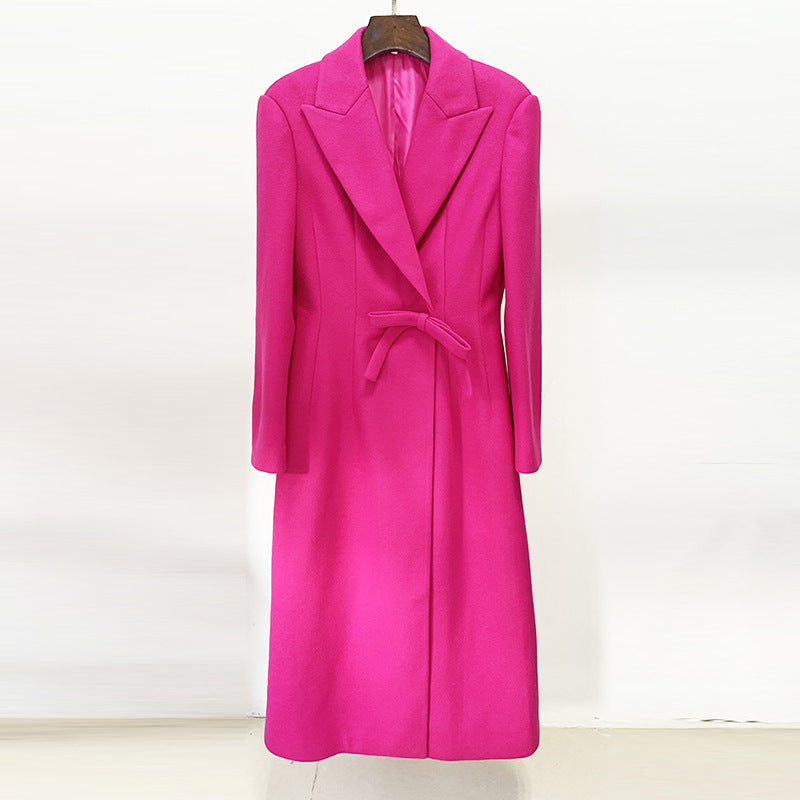 Trench Coat Outfits | Elegant Bow Hot Pink Trench Coat