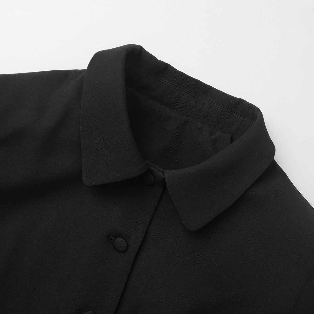 TGC “Fall Edit” Black Office Skirt Set | Minimalist Long Sleeve Collared Top & High-Rise Skirt